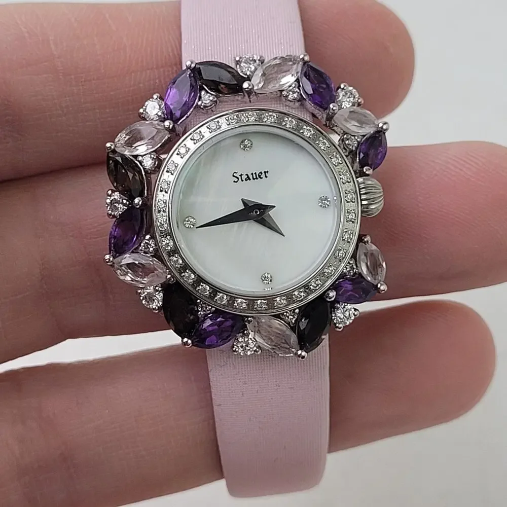 Stauer Fleur de Amethyst Women's Watch Pink Band Authentic Stones - Picture 5 of 9